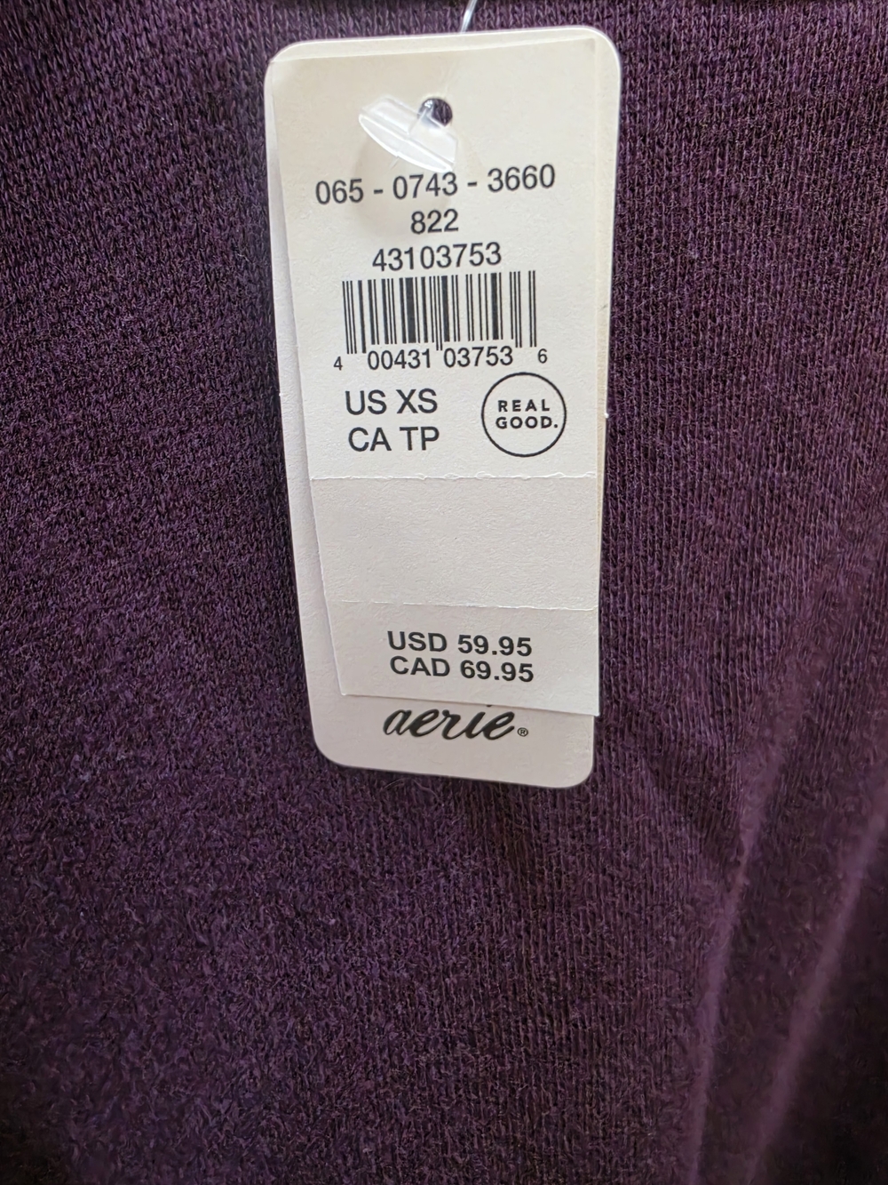 Aerie Womens XS Oversized Purple Crewneck Sweatshirt NEW - Picture 3 of 4